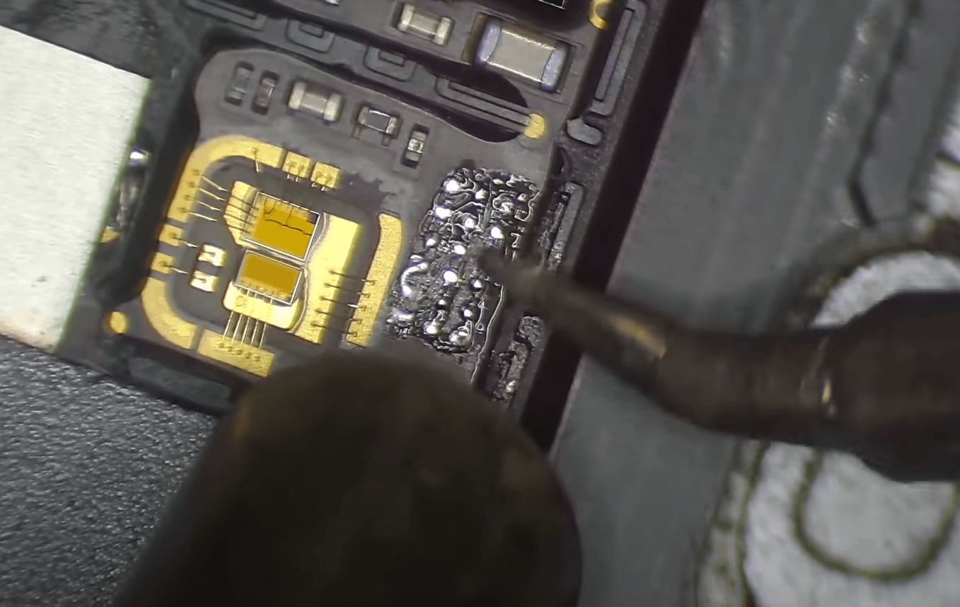 14 Clean the pads on the PCB with hot air gun and soldering station