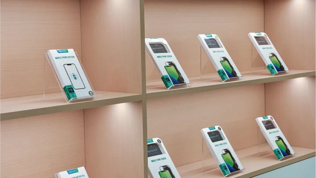 Showcasing REPART Screen replacement on shelves