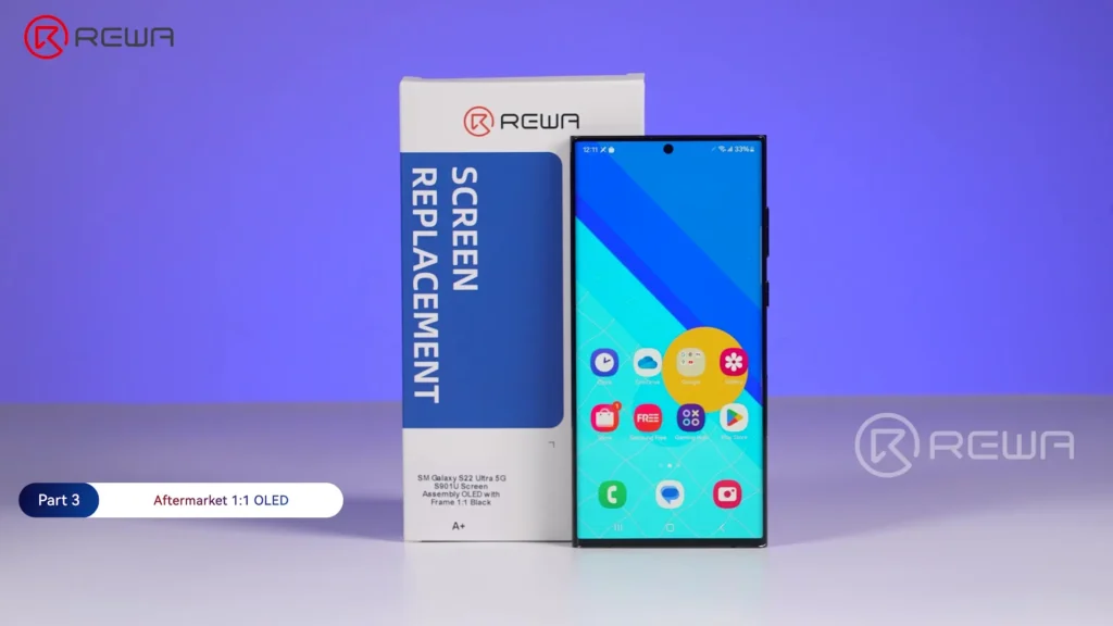 the evolution of samsung aftermarket screens: from incell lcd to advanced 1:1 oled rewa samsung screen replacement with a packaging