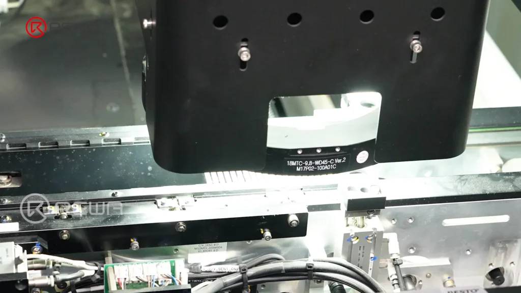 how iphone aftermarket battery bms boards are made Automated optical inspection machine head scanning circuit boards under bright light on an assembly line