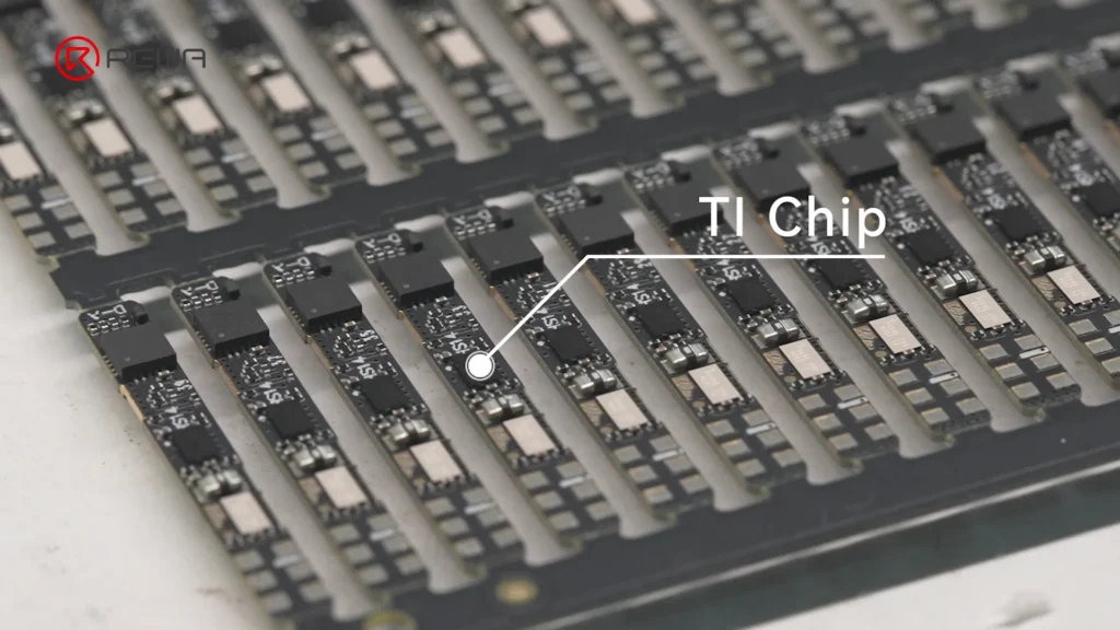 how iphone aftermarket battery bms boards are made Array of BMS circuit boards with a callout label pointing to the installed TI chip