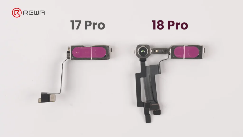 iphone 18 pro teardown: what changed inside and how does it affect repairability front camera module comparison of iPhone 17 pro and iPhone 18 pro